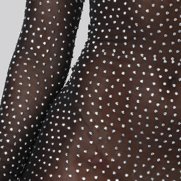 Last One! Black Sparkly Rhinestone Dress - Picture 5 of 11